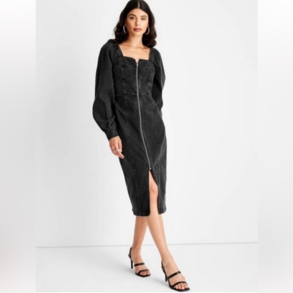 Future Collective black denim long dress